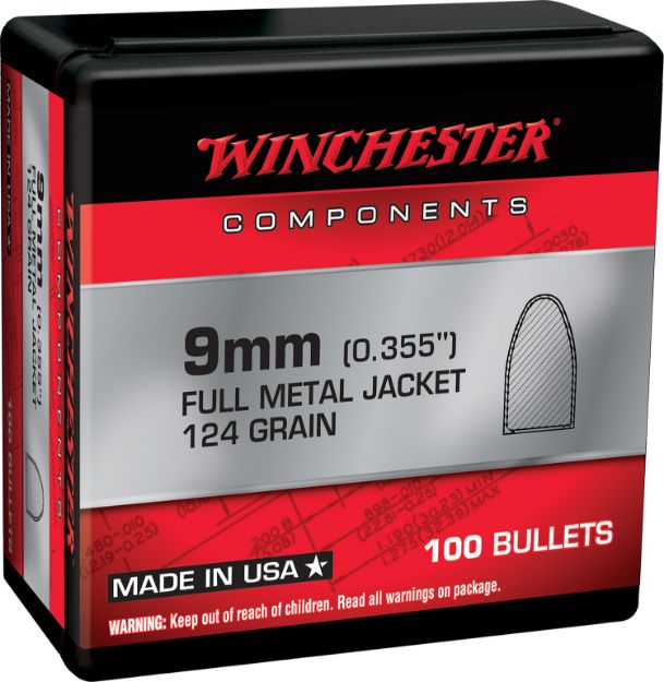 Picture of WIN WB9MC124X BUL 9MM 124 FMJ 100/10