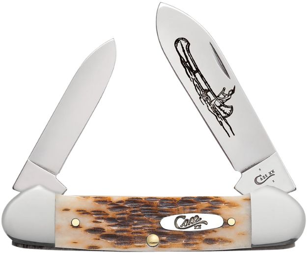 Picture of CASE 00263 AMBER BONE PEACH SEED JIG CANOE