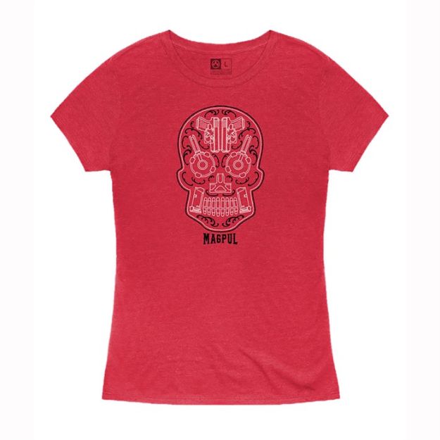 Picture of Women's Sugar Skull Blend T-Shirt Red Heather Medium