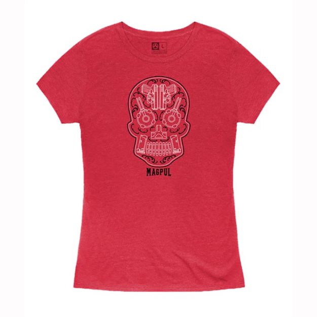 Picture of Women's Sugar Skull Blend T-Shirt Red Heather Large