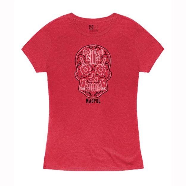 Picture of Women's Sugar Skull Blend T-Shirt Red Heahter 2Xl
