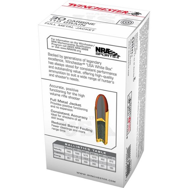 Picture of Winchester Usa 30 Carbine 110Gr Fmj-Rn 50Rd 10Bx/Cs