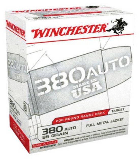 Picture of Winchester Usa 380 Acp 95Gr Fmj-Rn 200Rd 5Bx/Cs
