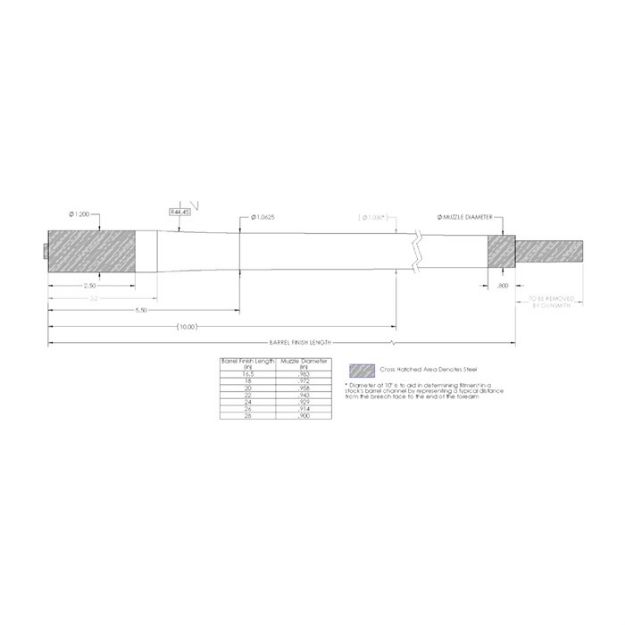Picture of 30 Caliber 1-8 Twist 26'' Carbon Fiber Sendero Barrel