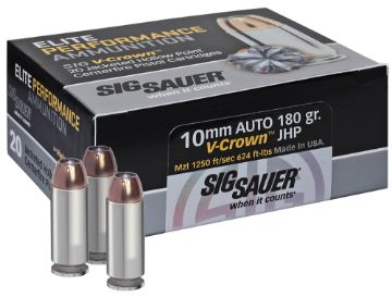 Show details for Sig Ammo 10Mm 180Gr Elite V-Crown Jhp 20Rd 10Bx/Cs Picture of Sig Ammo 10Mm 180Gr Elite V-Crown Jhp 20Rd 10Bx/Cs