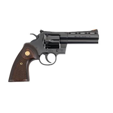 Show details for Colt Python 357Mag 4.25" 6Rd Blued Walnut Gold Medallion Picture of Colt Python 357Mag 4.25" 6Rd Blued Walnut Gold Medallion