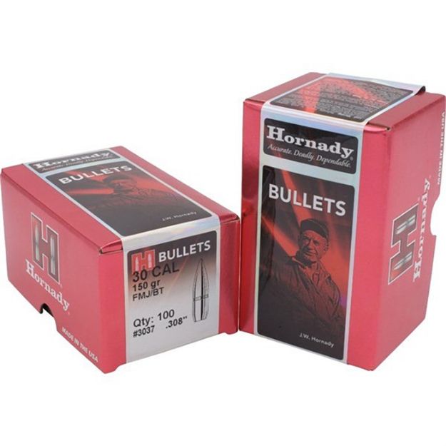 Picture of Hornady Bullets 30 Cal .308 150Gr Fmj-Bt 100Ct 15Bx/Cs