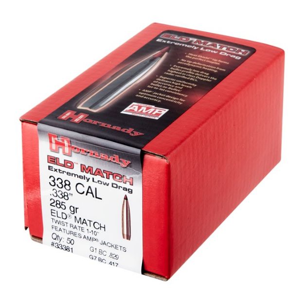 Picture of Hornady Bullets 338 Cal .338 285Gr Eld-M Match 50Ct 15Bx/Cs