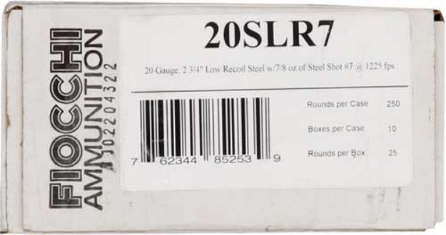 Picture of Fiocchi Steel 20Ga 2.75" 7/8Oz #7 1225Fps 250Rd Case Lot