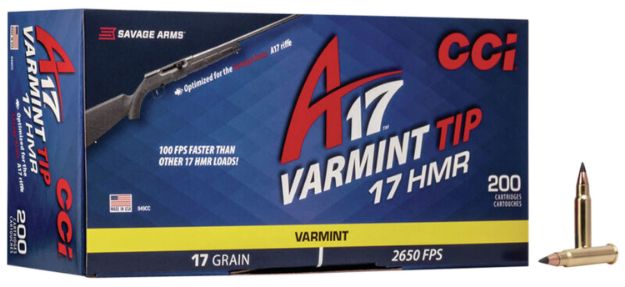 Picture of Cci A17 Varmint Tip 17Hmr 17Gr 2650Fps 200Rd 10Bx/Cs