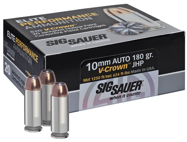 Picture of Sig Ammo 10Mm 180Gr Elite V-Crown Jhp 20Rd 10Bx/Cs