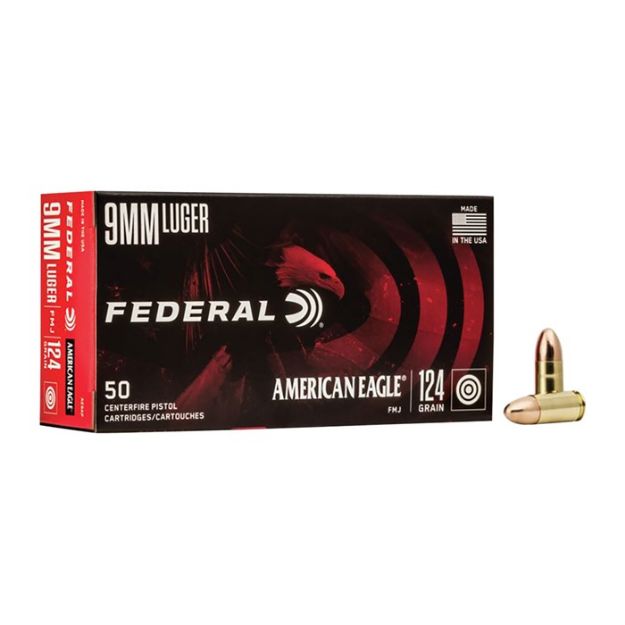 Picture of Federal Ae 9Mm Luger 124Gr Fmj 50Rd 20Bx/Cs