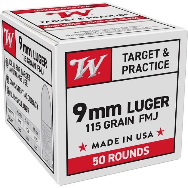 Picture of Winchester Usa 9Mm Luger 115Gr Fmj 50Rd 20Bx/Cs