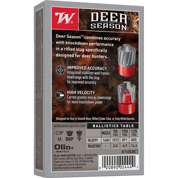 Picture of Winchester Deer Season 12Ga 2.75" 1-1/8Oz Slug 5Rd 20Bx/Cs