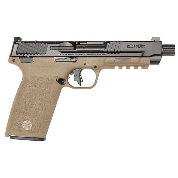 Picture of S&W M&P 5.7 No Thumb Safety 5" 2-22 Rd Mags Optic Cut Fde/Blk
