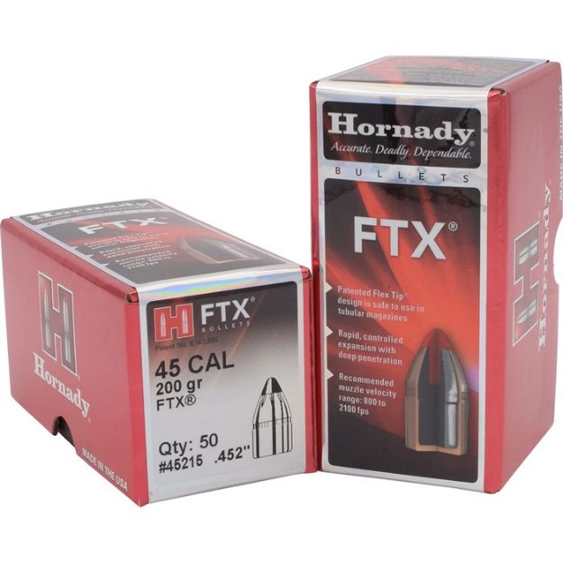 Picture of Hornady Bullets 45 Cal .452 200Gr Ftx 50Ct 25Bx/Cs