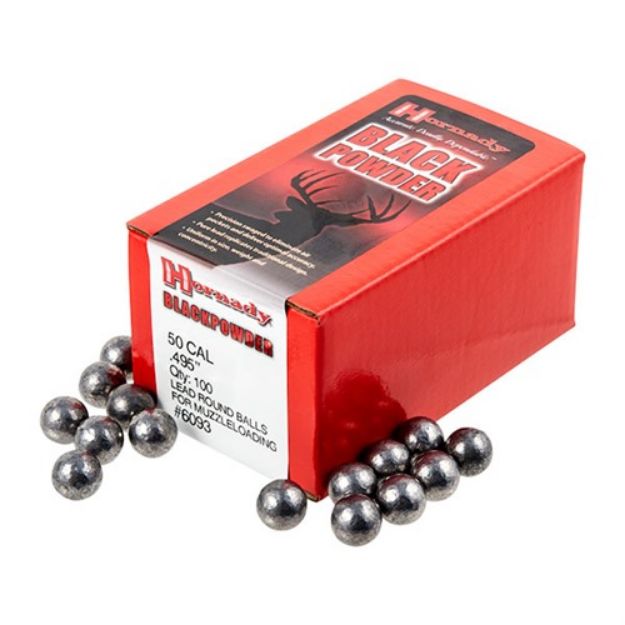 Picture of Hornady .495 .50 Caliber Round Ball 100Ct 25Bx/Cs
