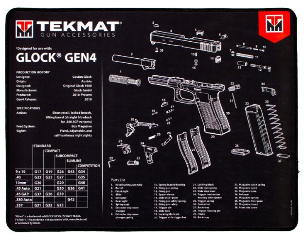 Picture of Tekmat Armorers Bench Mat Ultra 15"X20" For Glock G4 Blk