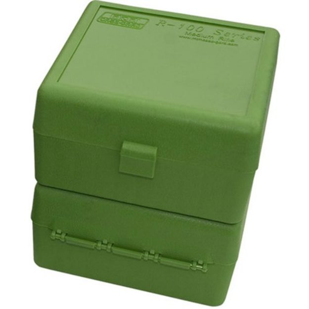 Picture of Mtm Ammo Box Small Rifle 100-Rounds Flip Top Style Grn
