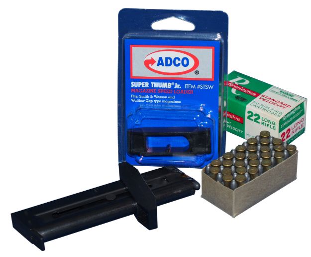 Picture of Adco Super Thumb Jr Mag Loader Fits 22 Caliber Target Pistols For Use W/S&W 41/22A/7/22S & Walther Gsp 