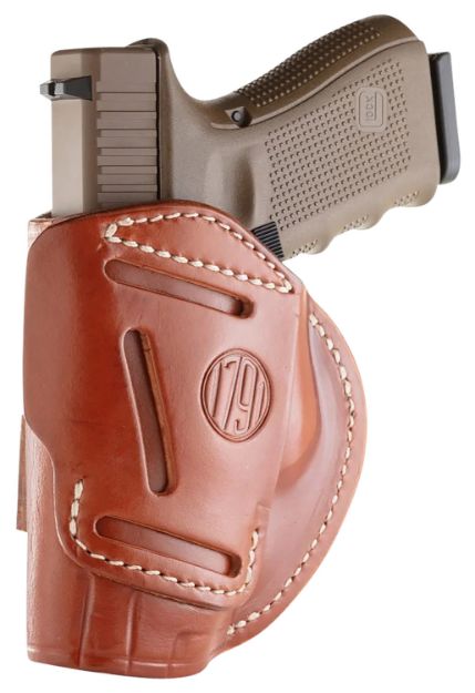 Picture of 1791 Gunleather 4-Way Iwb/Owb Size 06 Classic Brown Leather Belt Clip Compatible W/ Glock 17/Ruger American Pistol Ambidextrous 
