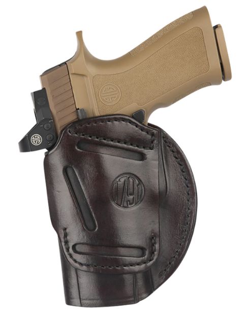 Picture of 1791 Gunleather 4-Way Iwb/Owb Size 06 Signature Brown Leather Belt Clip Compatible W/ Glock 21/Sig P225 Ambidextrous 