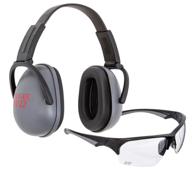Picture of Allen Ruger 10/22 Passive Earmuffs & Shooting Glasses Combo Adult Clear Lens Black/Gray Frame 
