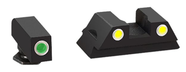 Picture of Ameriglo Classic Tritium Sight Set For Glock Black | Green Tritium White Outline Front Sight Yellow Tritium White Outline Rear Sight 