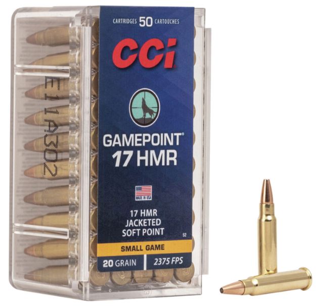 Picture of Cci Gamepoint Hunting 17 Hmr 20 Gr Jacketed Soft Point (Jsp) 50 Per Box/ 40 Cs 