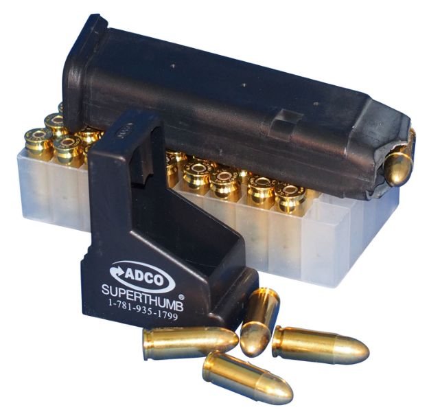 Picture of Adco Super Thumb Mag Loader Black Polymer Multi-Caliber Compatible W/Glock/Ruger/Sig 