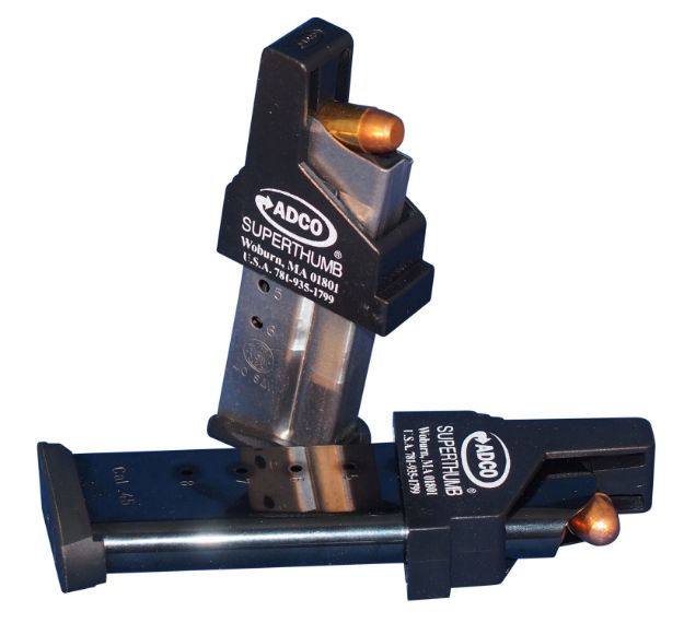Picture of Adco Super Thumb Mag Loader Single Stack Style, Black Polymer, For Use W/Multi-Caliber Pistols Including Kahr 9 & 40, Ruger P345 & Lc9, Springfield Xds 