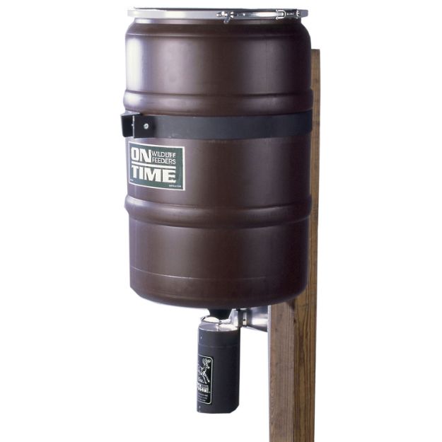 Picture of On Time Elite Lifetime Fish Feeder Combo 25 Gallon Capacity, Built-In Agitator Rod, Steel Band With Welded Bracket 