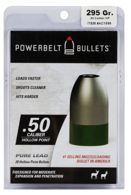 Picture of Powerbelt Bullets Pure Lead Muzzleloader 50 Cal Lead Hollow Point (Lhp) 295 Gr 15 