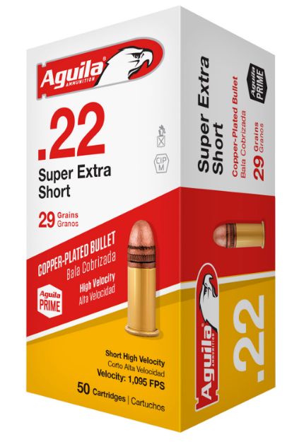 Picture of Aguila Super Extra Rimfire 22 Short 29 Gr Copper-Plated Solid Point 50 Per Box/ 20 Cs 