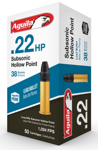 Picture of Aguila Subsonic Rimfire 22 Lr 38 Gr Hollow Point (Hp) 50 Per Box/ 20 Cs 