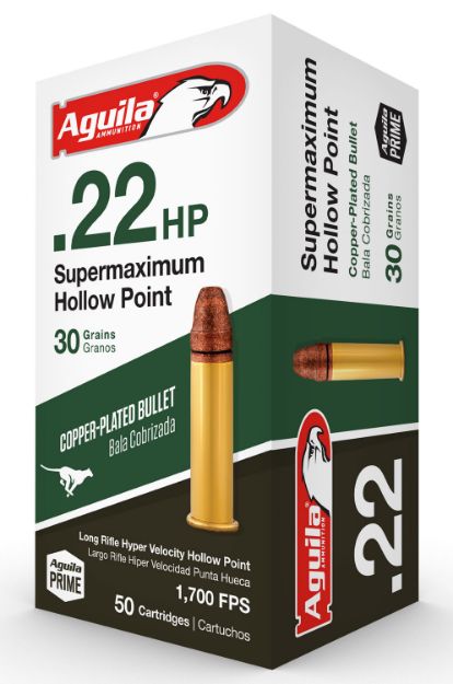 Picture of Aguila Supermaximum Rimfire 22 Lr 30 Gr Hollow Point (Hp) 50 Per Box/ 20 Cs 