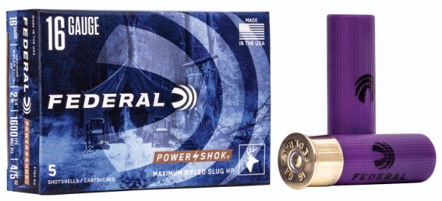 Picture of Federal Power-Shok Shotshell 16 Gauge 2.75" 7/8 Oz Rifled Slug Shot 5 Per Box/ 50 Cs 