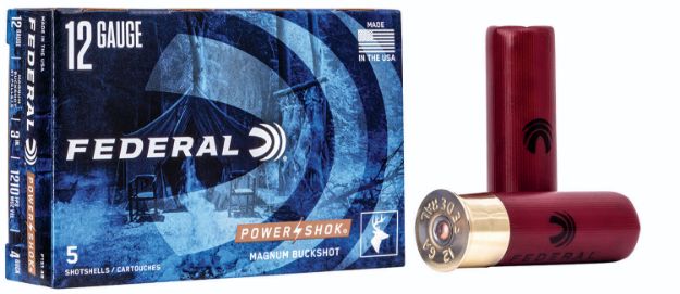 Picture of Federal Power-Shok Magnum 12 Gauge 3" 41 Pellets 1 15/16 Oz 4 Buck Shot 5 Per Box/ 50 Cs 