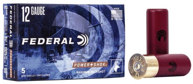 Picture of Federal Power-Shok Magnum 12 Gauge 2.75" 9 Pellets 1 3/16 Oz 00 Buck Shot 5 Per Box/ 50 Cs 