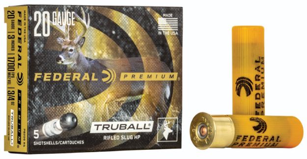 Picture of Federal Premium Vital-Shok Truball 20 Gauge 3" 3/4 Oz/328 Gr 1700 Fps Rifled Slug Shot 5 Bx/50 Cs 