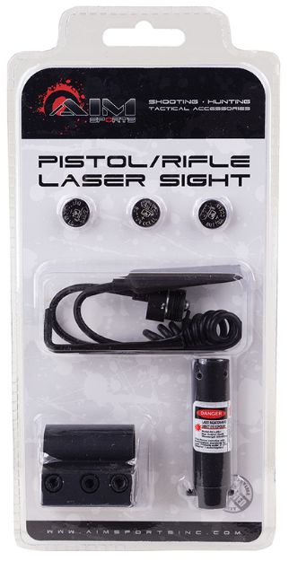 Picture of Aim Sports Pistol & Rifle Laser Sight 5Mw Red Laser With 635-650Nm Wavelength Up To 500 Yd Range Black Anodized Finish Aluminum Includes Picatinny Mount 