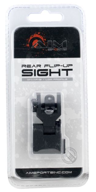 Picture of Aim Sports Ar Low Profile Rear Flip Up Sight Black Anodized Low Profile For Ar-15 