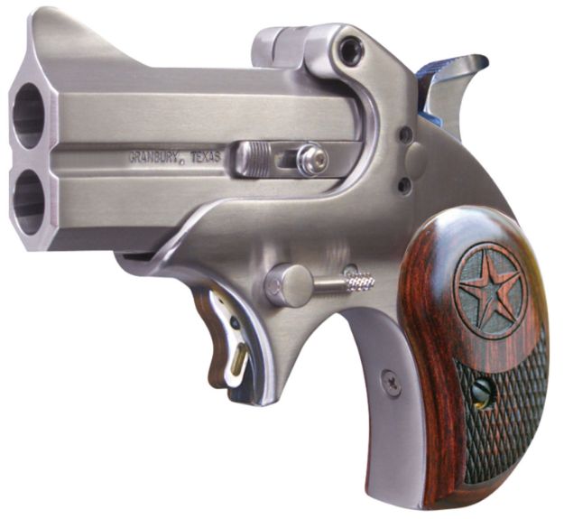 Picture of Bond Arms Mini Original 45 Colt (Lc) 2Rd 2.50" Stainless Steel Double Barrel & Frame, Auto Extractor & Rebounding Hammer, Blade Front/Fixed Rear Sights, Rosewood Grips, Manual Safety 