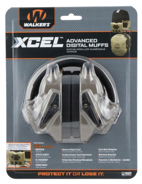 Picture of Walker's Xcel Advanced Digital Muff Polymer 26 Db Over The Head Gray/Black Adult 
