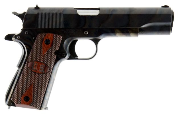 Picture of Auto-Ordnance 1911 45 Acp 5" Barrel 7+1, Color Case Hardened Carbon Steel With Beavertail Frame, Serrated Slide, Checkered Wood With Integrated Us Logo Grip, Manual Safety 