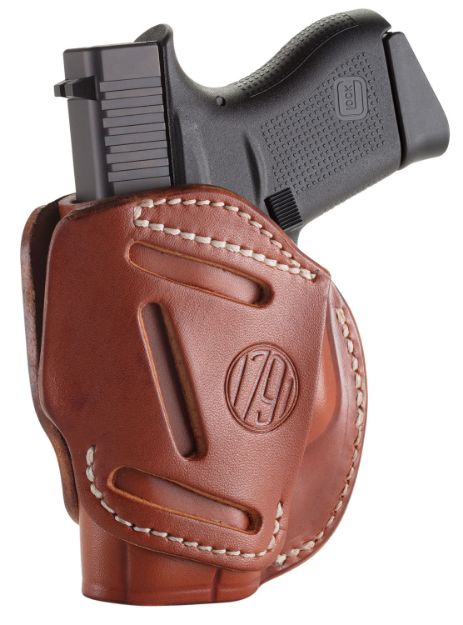 Picture of 1791 Gunleather 3-Way Iwb/Owb Size 02 Classic Brown Leather Belt Loop Compatible W/ Ruger Lcp Compatible W/ Glock 42 Compatible W/ S&W Bodyguard Ambidextrous Hand 