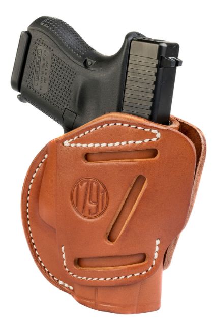 Picture of 1791 Gunleather 3-Way Iwb/Owb Size 03 Classic Brown Leather Belt Loop Compatible W/ Glock 26 Compatible W/ Ruger Lc9 Compatible W/ S&W M&P Shield Ambidextrous Hand 