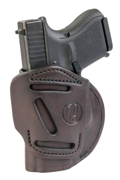 Picture of 1791 Gunleather 4-Way Iwb/Owb Size 03 Signature Brown Leather Belt Clip Compatible W/Glock 26/Ruger Lc9/S&W M&P Shield/2.0 9/40 Right Hand 
