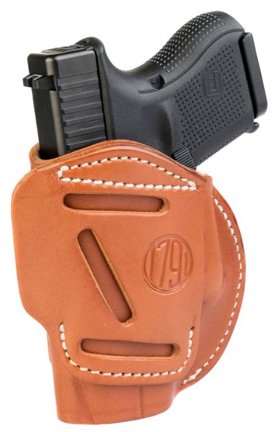 Picture of 1791 Gunleather 4-Way Iwb/Owb Size 03 Classic Brown Leather Belt Clip Compatible W/Glock 26/Ruger Lc9/S&W M&P Shield 2.0 9/40 Right Hand 
