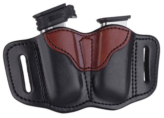 Picture of 1791 Gunleather Mag2.1 Double Mag Holster Brown/Black Leather Belt Slide Belts 1.50" Wide Compatible W/ Single Stack Ambidextrous 